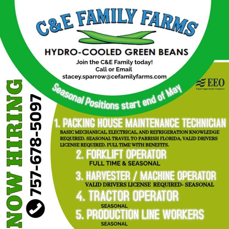 Employment Opportunities -Spring 2026 (C&E Family Farms)